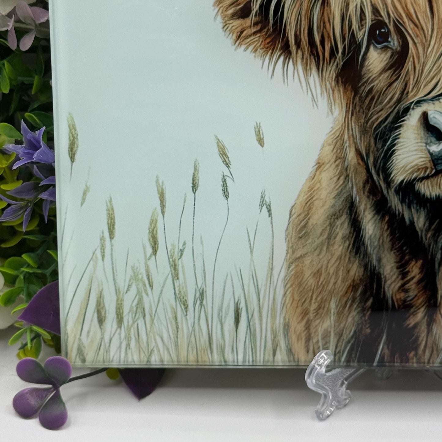 Highland Cow 8inchx11inch Glass Chopping Board