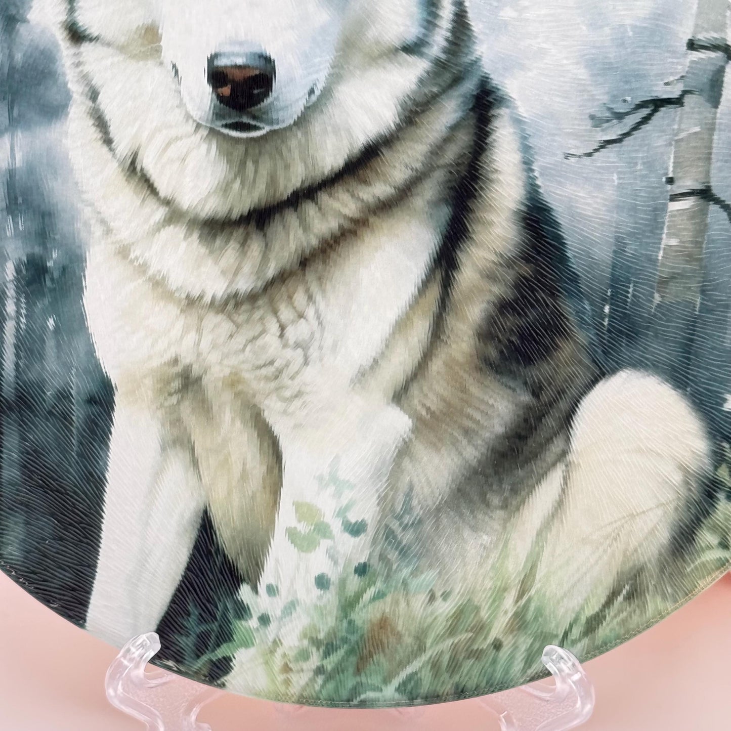 Husky Glass Round Tea Pot Holder/Chopping Board