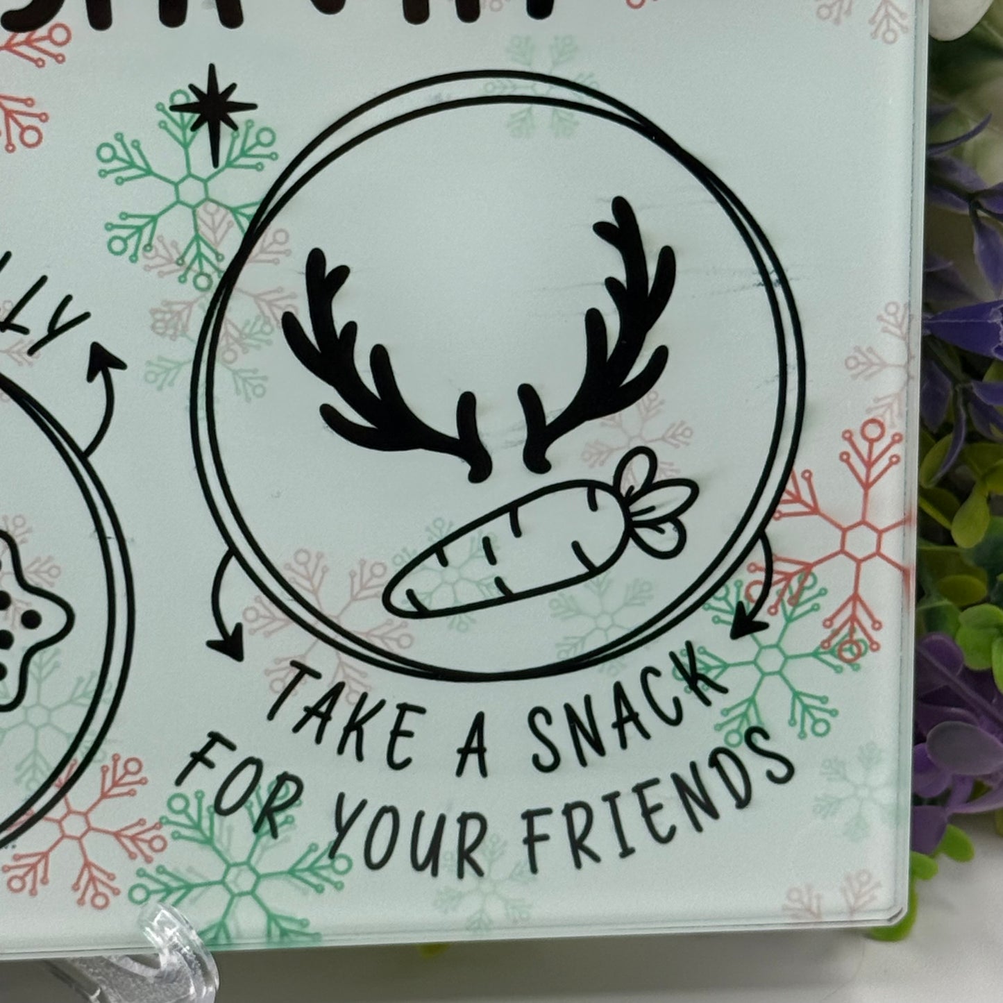 Treats For Santa Glass Chopping Board 8inch x 11inch