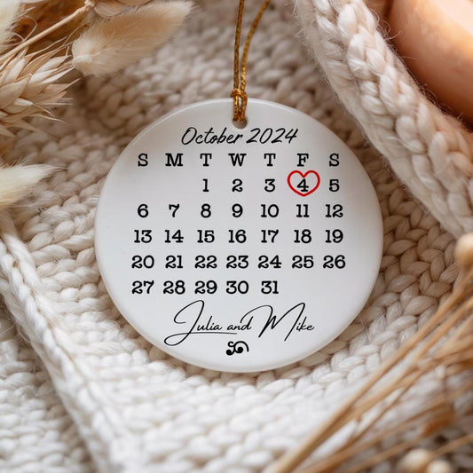 Personalized Date Calendar Ornament: Anniversary Keepsake Gift