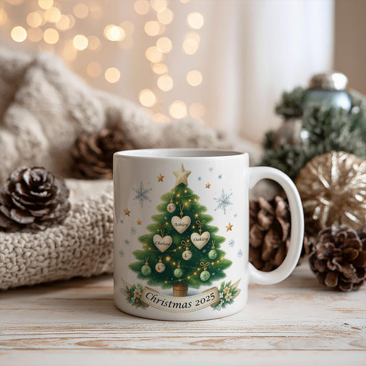 Personalised Family Christmas Tree 11oz Ceramic Mug