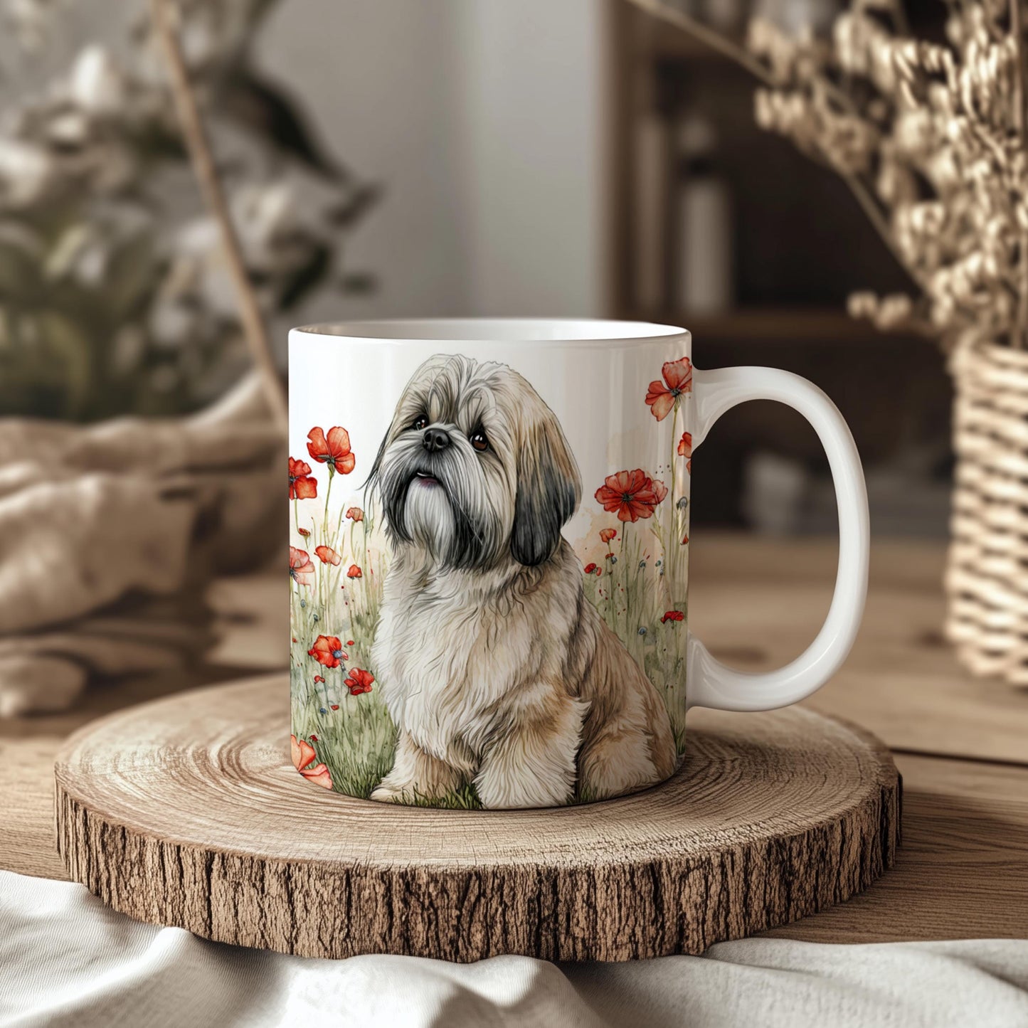 Lhasa Apso Floral 11oz Ceramic Mug