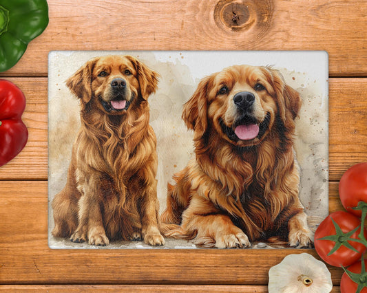 Golden Retriever Glass Chopping Board - Worktop Saver - Kitchen Decor - Heat Mat