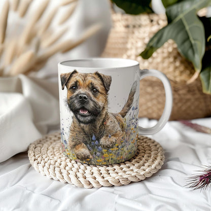 Border Terrier Wildflower Floral Ceramic 11oz Dog Mug