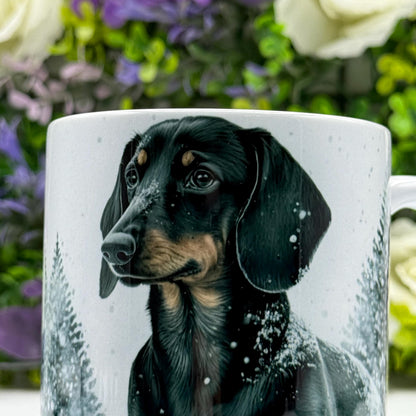 Dachshund Winter Snow 11oz Ceramic Dog Mug