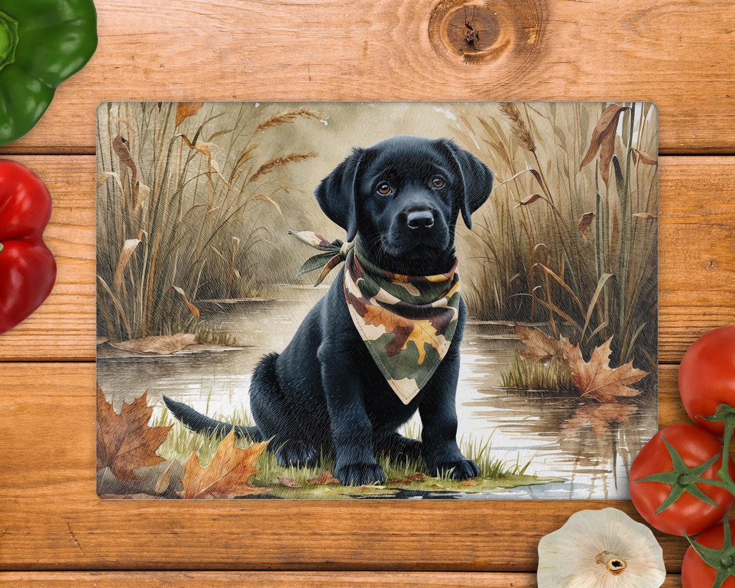 Labrador Puppy Lake Glass Chopping Board - Worktop Saver