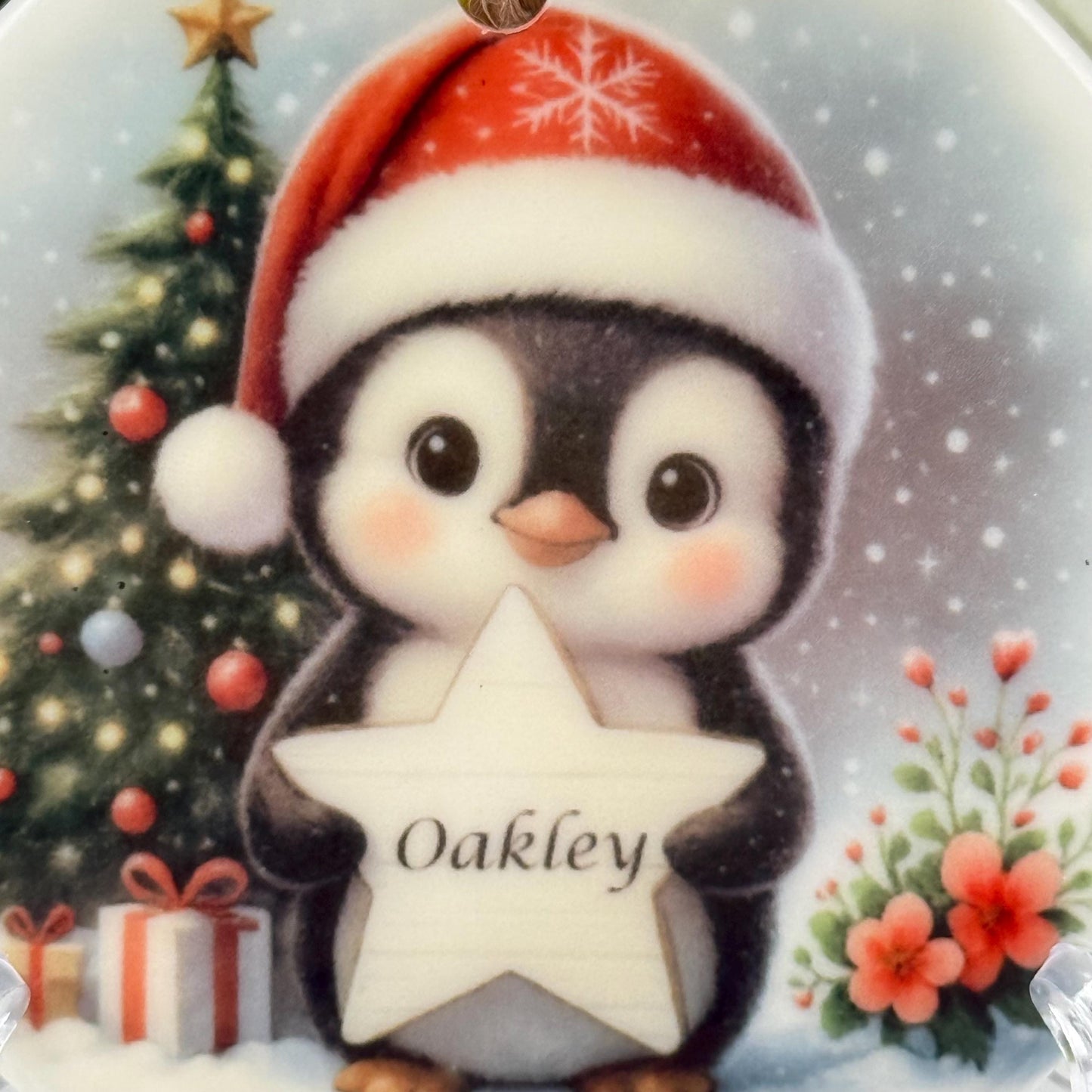 Personalised Penguin Christmas Ceramic Ornament