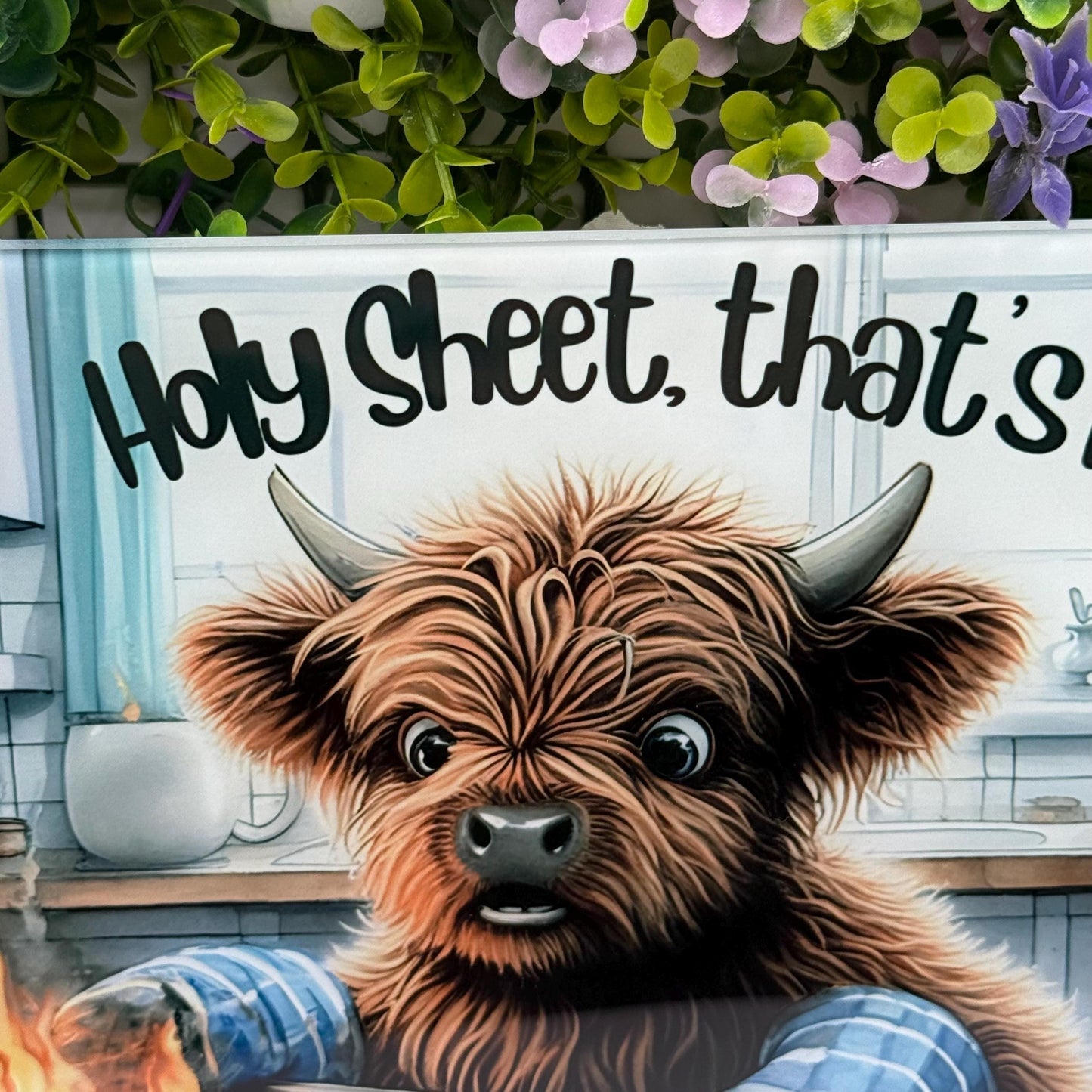 Highland Cow Humour 8inchx11inch Glass Chopping Board