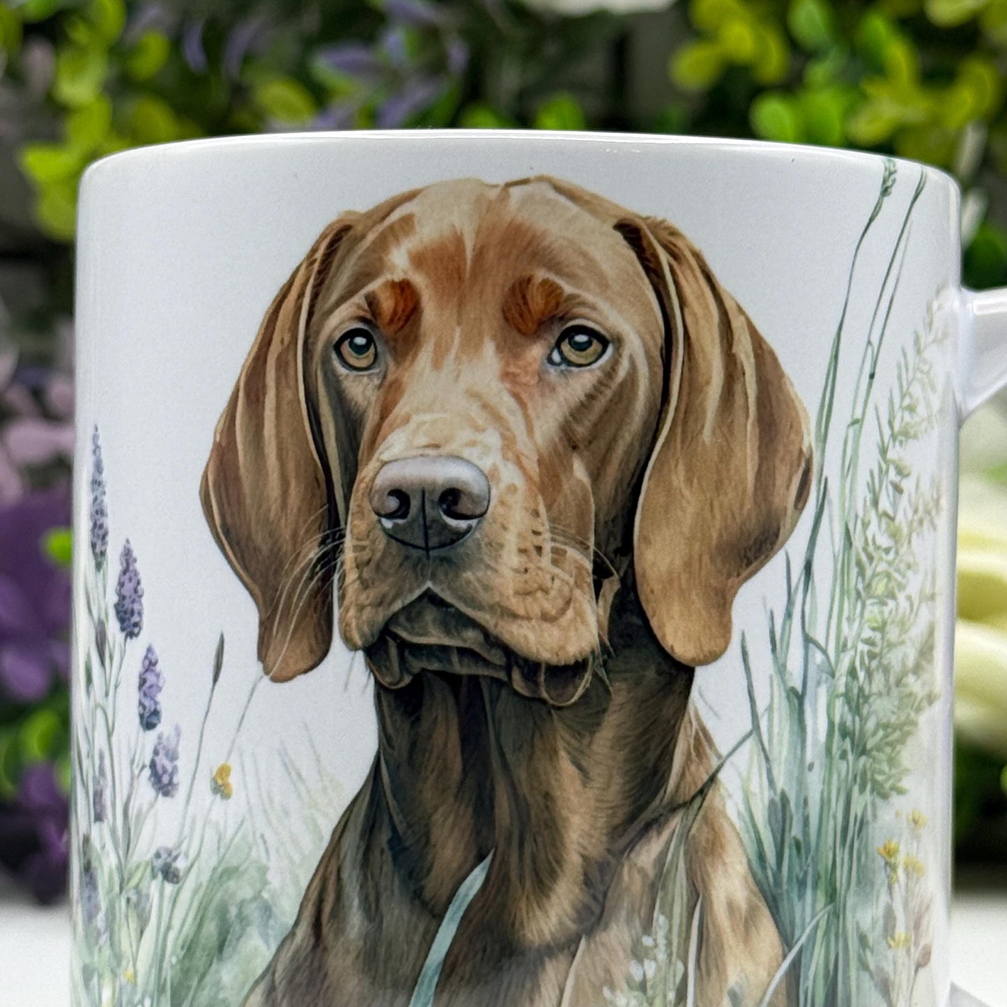 Hungarian Vizsla Floral Grass 11oz Ceramic Mug