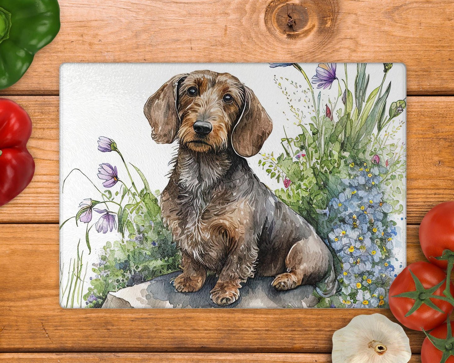Dachshund Glass Chopping Board / 8inch x 11inch / Handmade Kitchen Decor
