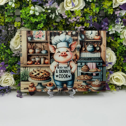 Skinny Cook Humour 8inchx11inch Glass Chopping Board