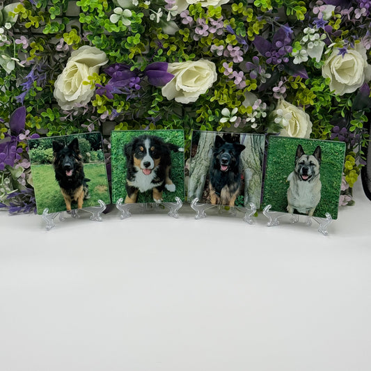 4x Custom Photo Glass Square Coasters - Set of 4