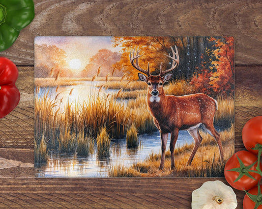 Deer Wildlife 8inchx11inch Glass Chopping Board