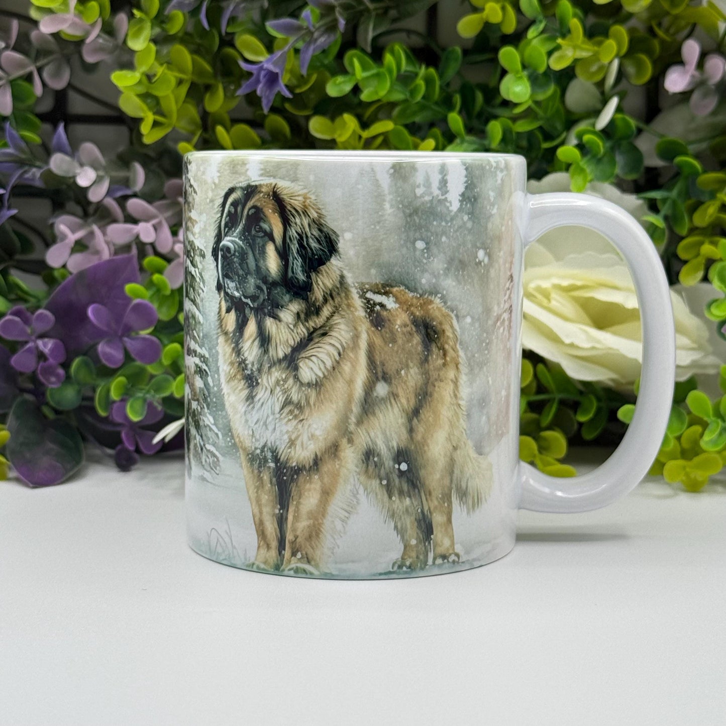 Leonberger Winter Snowy Forest 11oz Ceramic Dog Mug