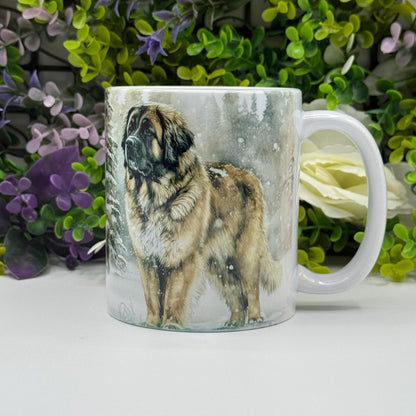 Leonberger Winter Snowy Forest 11oz Ceramic Dog Mug