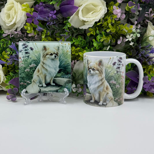 Chihuahua Ceramic Mug and Glass Coaster Set