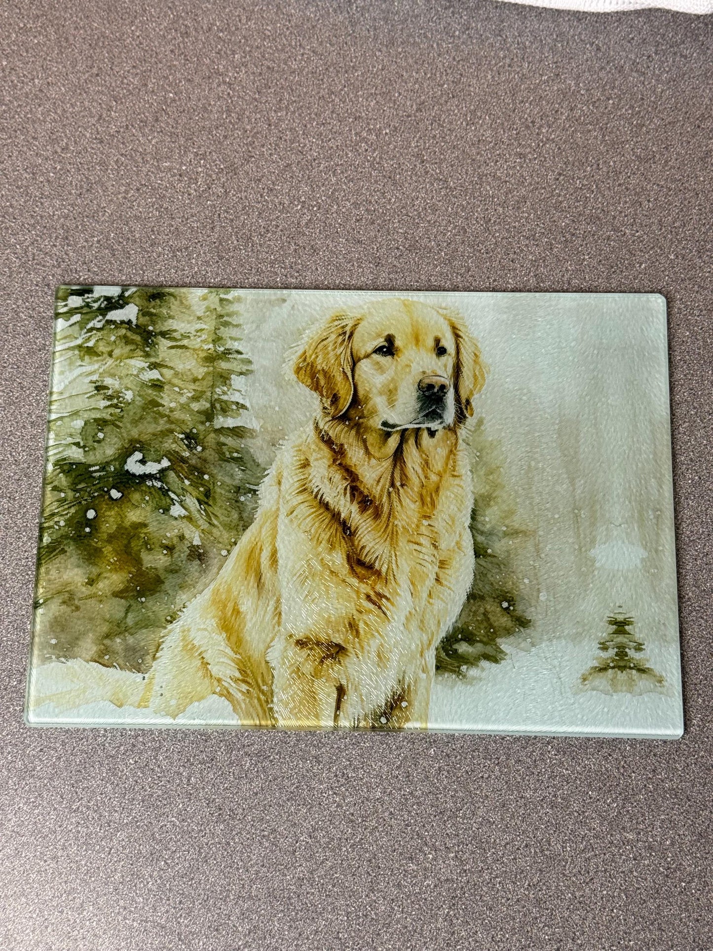 Golden Retriever Glass Chopping Board - Worktop Saver - Kitchen Decor - Heat Mat