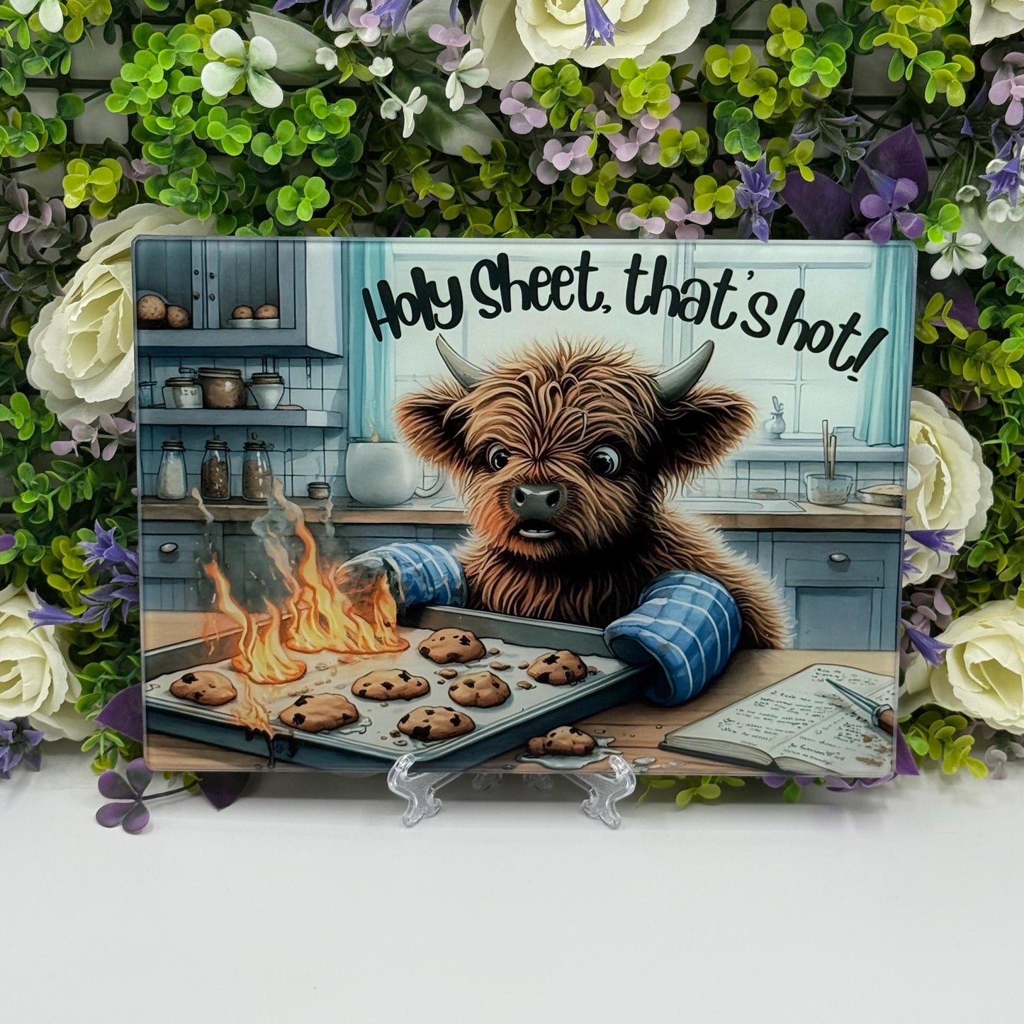 Highland Cow Humour 8inchx11inch Glass Chopping Board