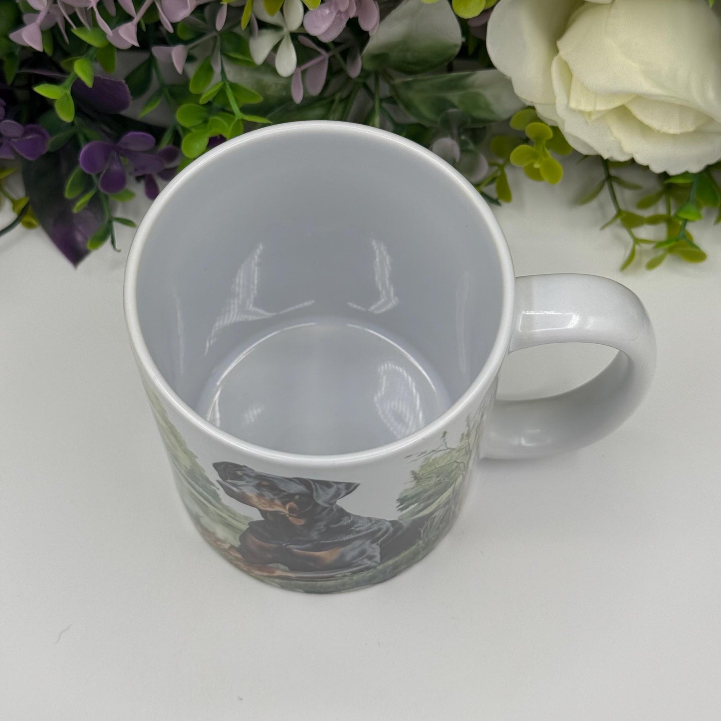 Doberman Lake Ceramic 11oz Mug: Handmade Coffee Gift for Pet Lovers