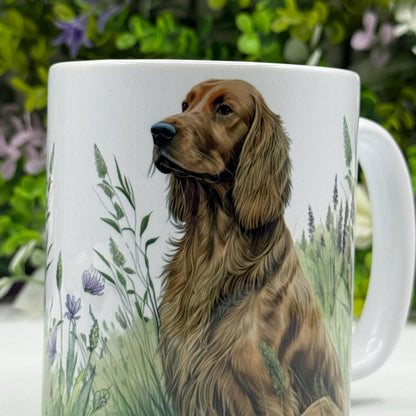 Irish Setter Floral Grass 11oz Dog Mug: Handmade Ceramic Coffee Cup