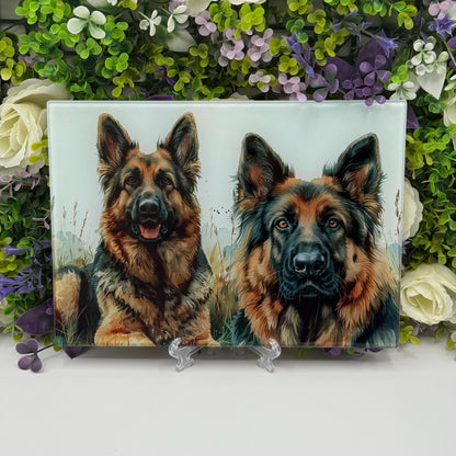 German Shepherd Glass 8inch x 11inch Chopping Boards
