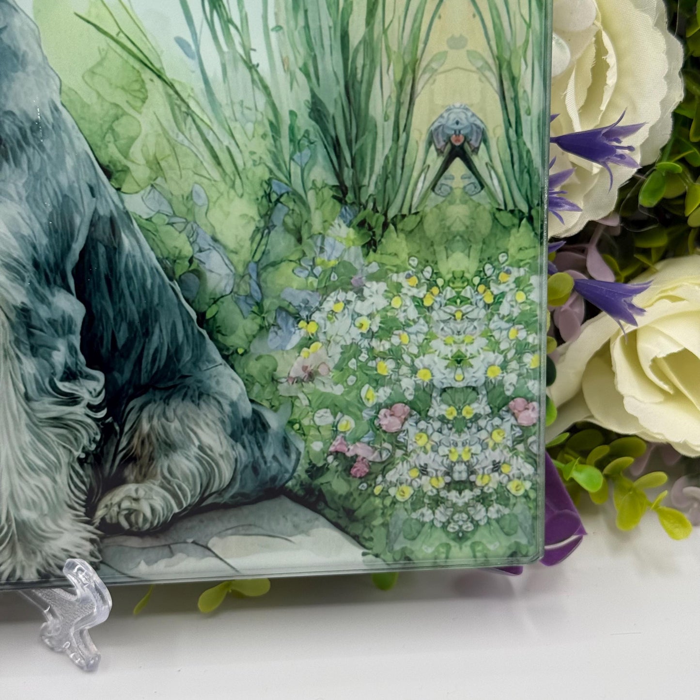 Schnauzer Salt and Pepper 8inchx11inch Glass Cutting Board: Handmade Kitchen Decor