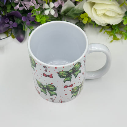 Christmas Bow and Candy Cane 11oz Ceramic Mug