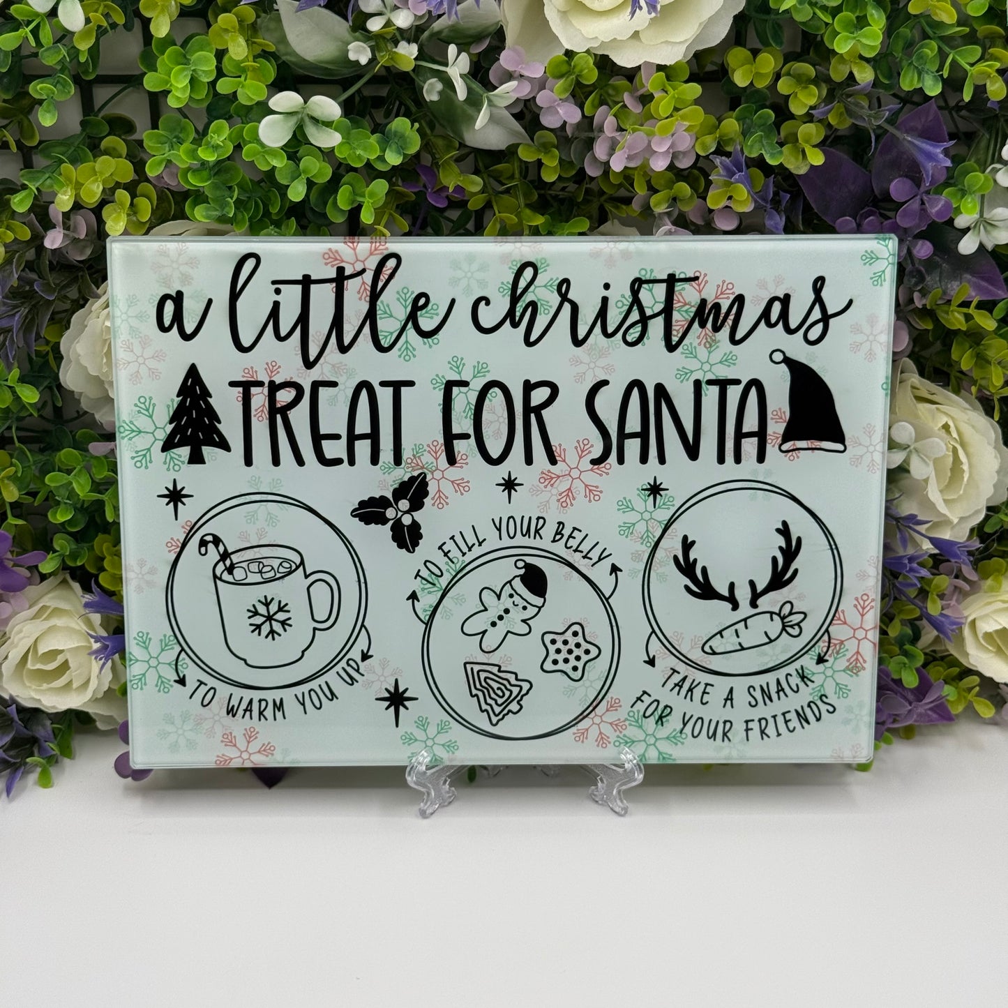 Treats For Santa Glass Chopping Board 8inch x 11inch