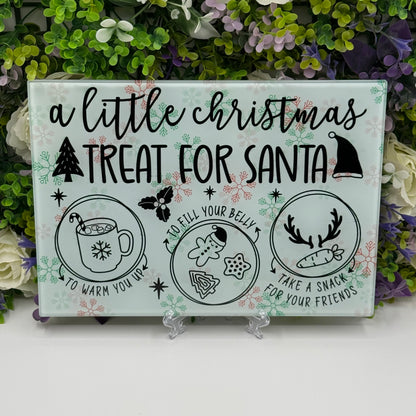 Treats For Santa Glass Chopping Board 8inch x 11inch