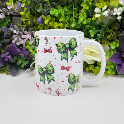 Christmas Bow and Candy Cane 11oz Ceramic Mug