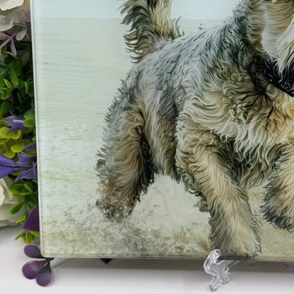 Soft Coated Wheaten Terrier 8inch x 11inch Glass Chopping Board