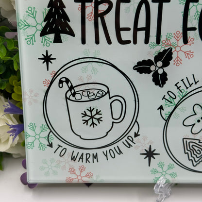 Treats For Santa Glass Chopping Board 8inch x 11inch