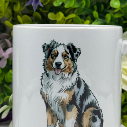 Australian Shepherd Dog Ceramic 11oz Mug: Handmade Dog Lover Gift
