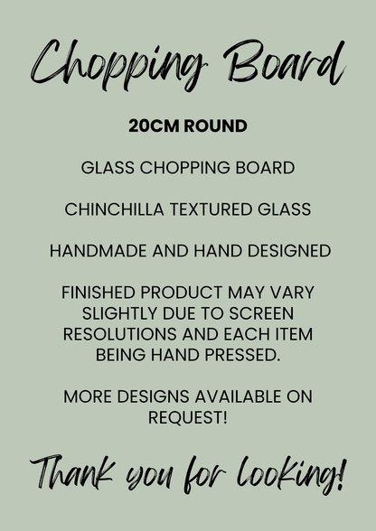 Border Terrier 20cm Round Glass Chopping Board: Handmade Kitchen Decor