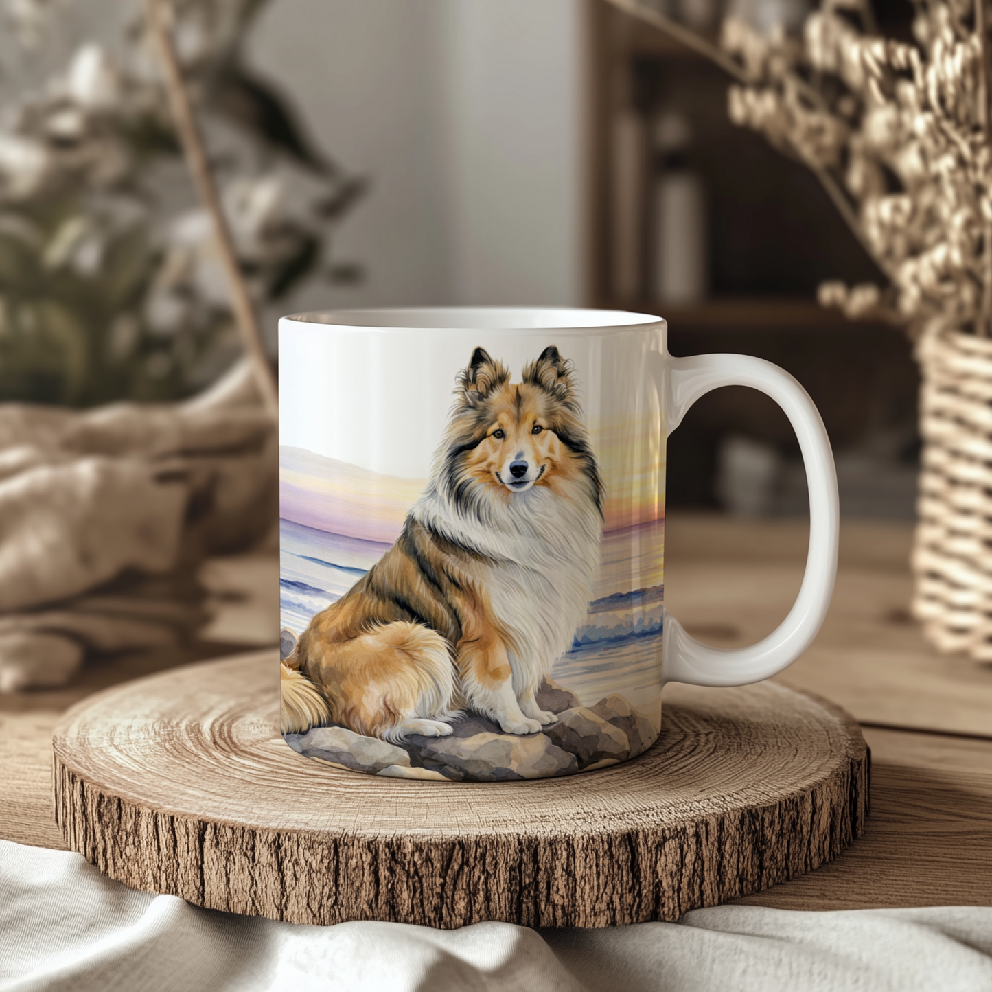 Shetland Sheepdog/Sheltie Mug: Handmade Ceramic Coffee Cup, Pet Lover Gift