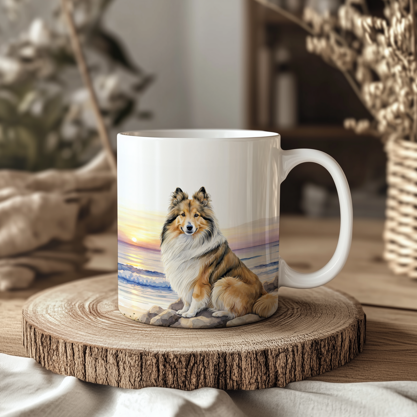 Shetland Sheepdog/Sheltie Mug: Handmade Ceramic Coffee Cup, Pet Lover Gift