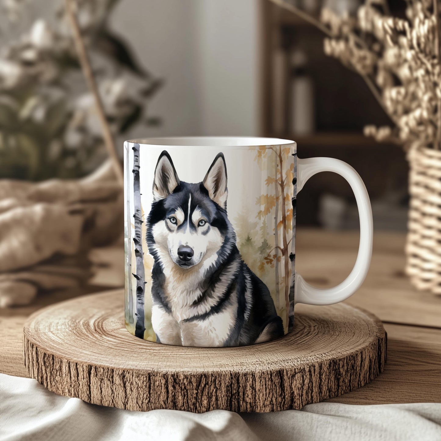 Husky Ceramic 11oz Dog Mug: Handmade Coffee Gift for Pet Lovers