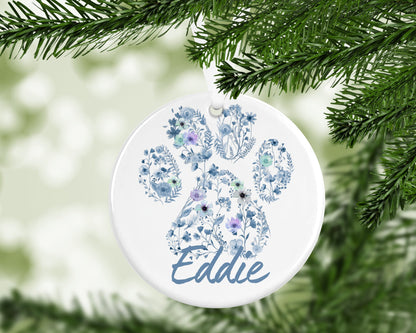 Personalized Dog Paw Print Ceramic Ornament: Keepsake Gift