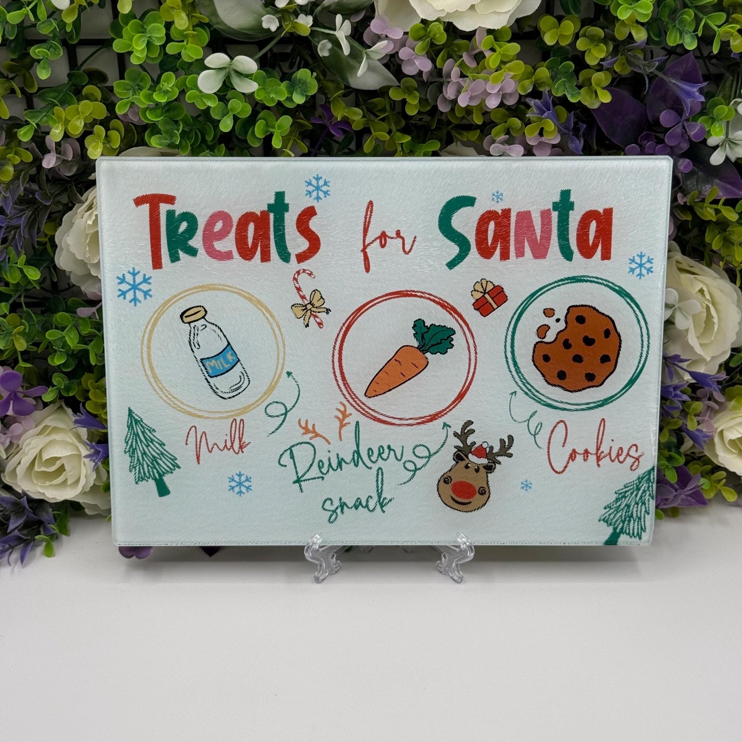 Treats For Santa Glass Chopping Board 8inch x 11inch