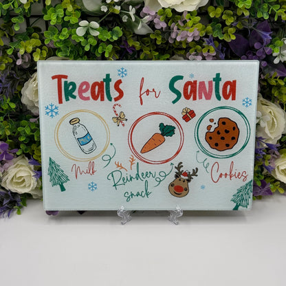 Treats For Santa Glass Chopping Board 8inch x 11inch