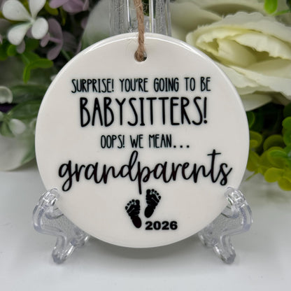 Baby Announcement Humour - Grandparents Ceramic Ornament - 2026