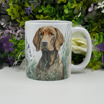 Hungarian Vizsla Floral Grass 11oz Ceramic Mug
