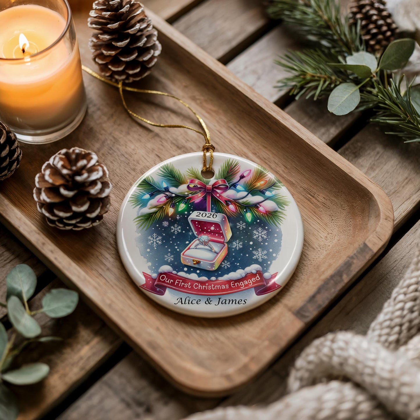 Our First Christmas Engaged 2026 Ceramic Ornament - Tree Decoration - Memorabilia Gifts