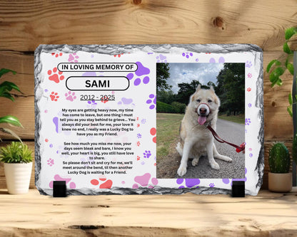 Personalised Pet Memorial Slate – Custom Photo Keepsake Plaque(15cm x 20cm)