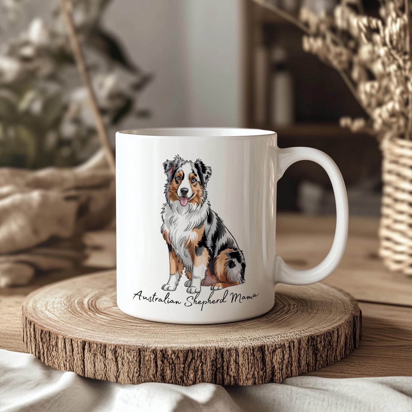 Australian Shepherd Dog Ceramic 11oz Mug: Handmade Dog Lover Gift