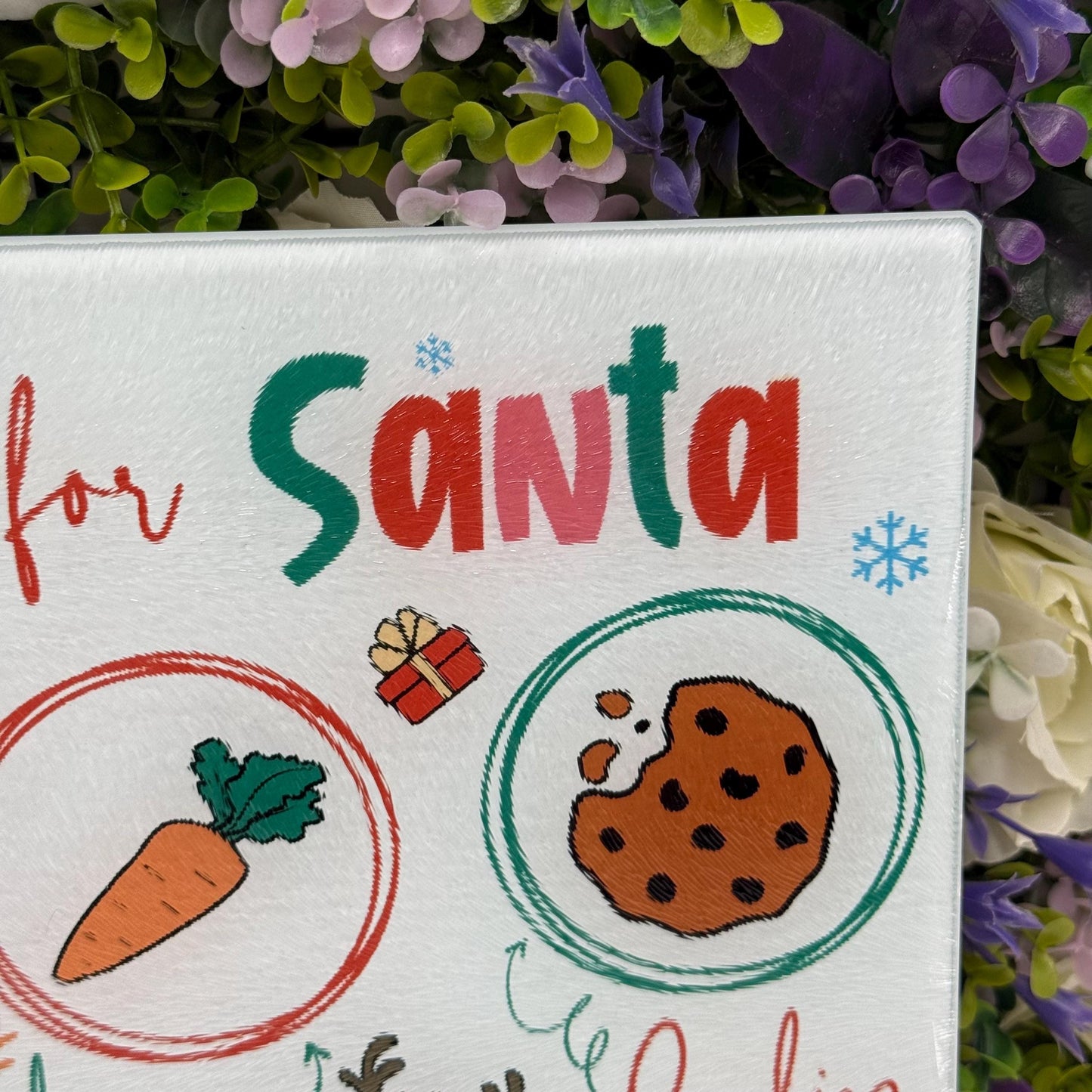 Treats For Santa Glass Chopping Board 8inch x 11inch