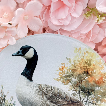 Goose Glass Round Tea Pot Holder/Chopping Board, Cutting Board