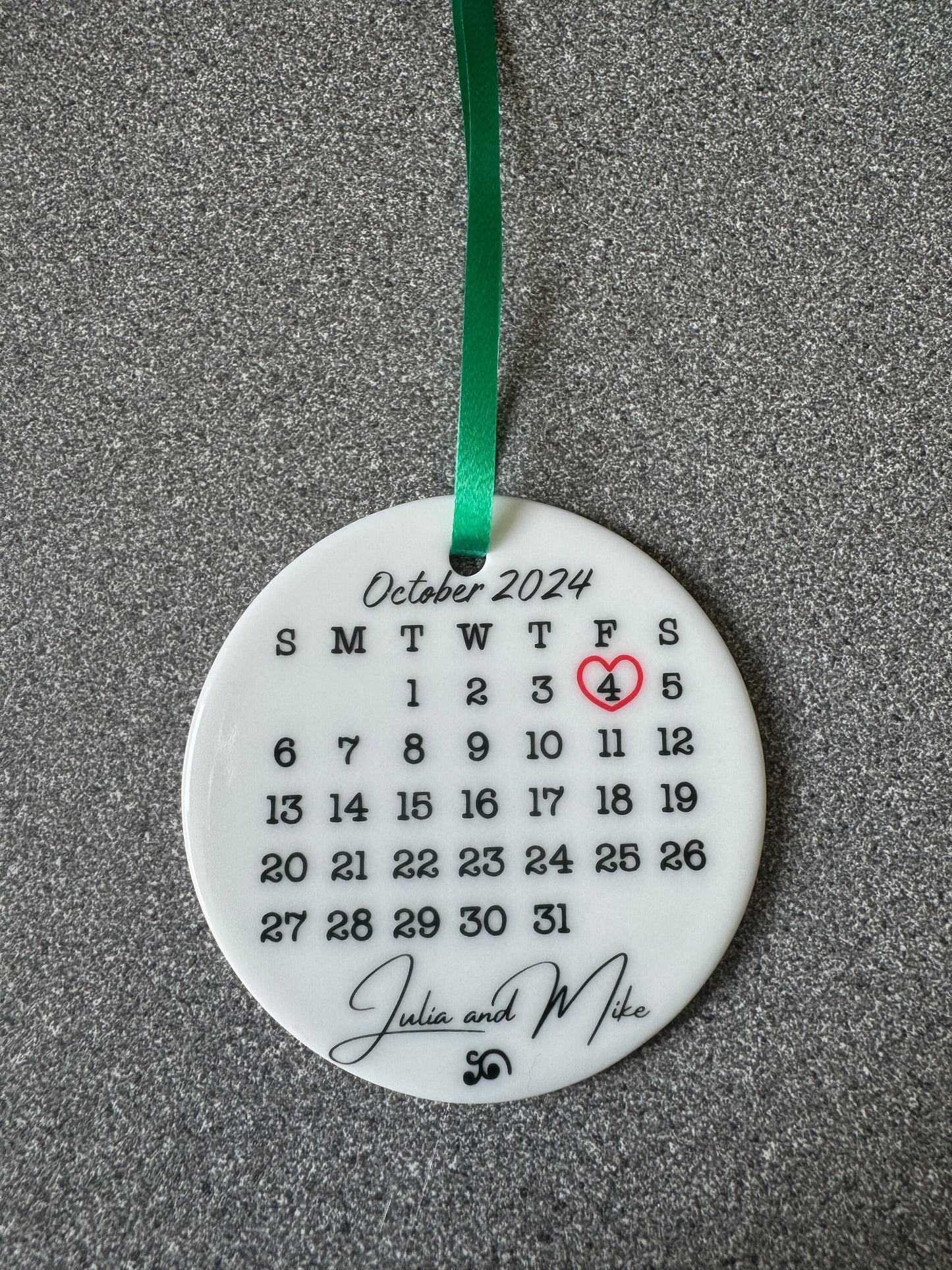 Personalized Date Calendar Ornament: Anniversary Keepsake Gift