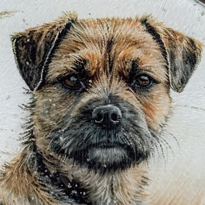 Border Terrier Wheat/Corn Field 20cm Round Glass Chopping Board: Handmade Kitchen Decor