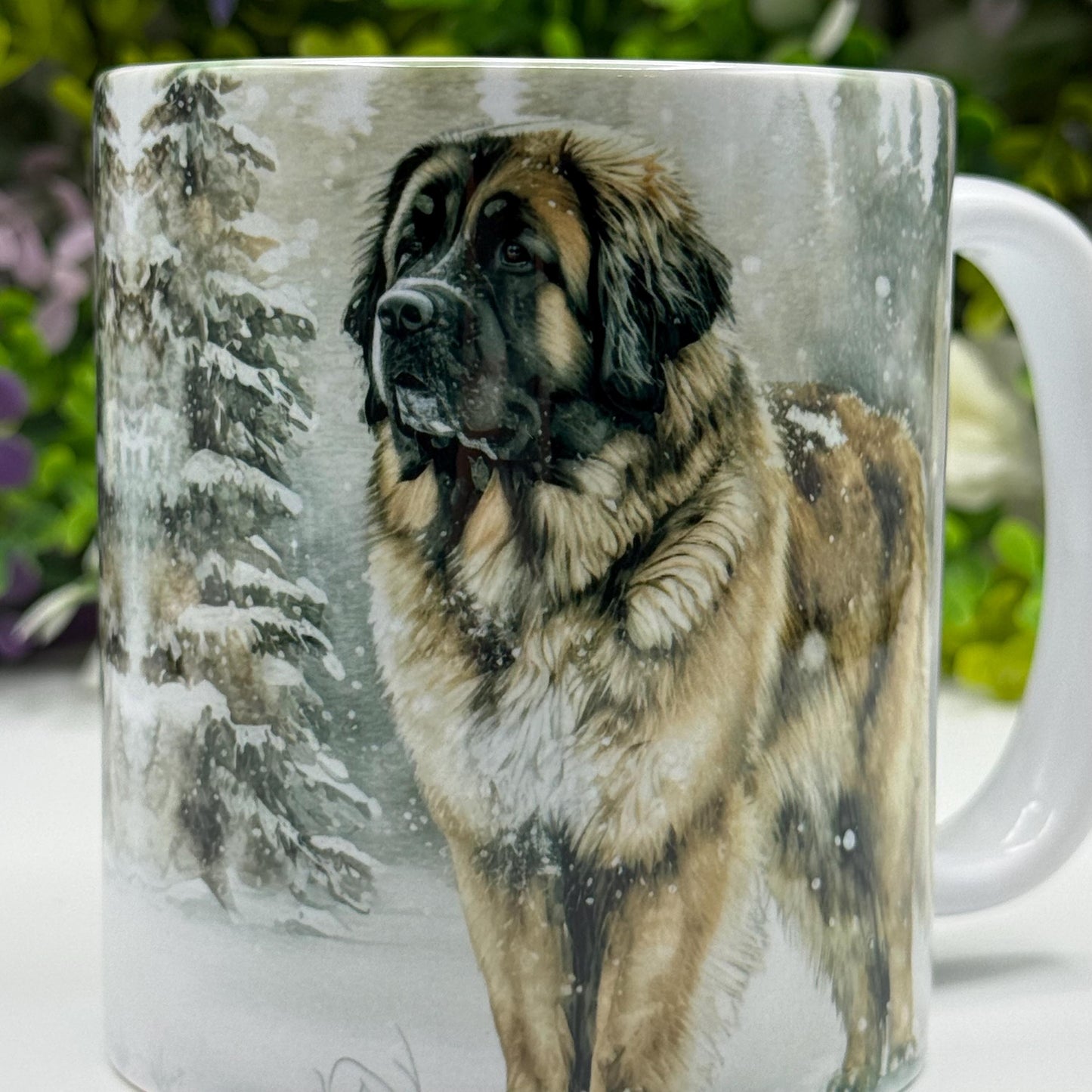Leonberger Winter Snowy Forest 11oz Ceramic Dog Mug